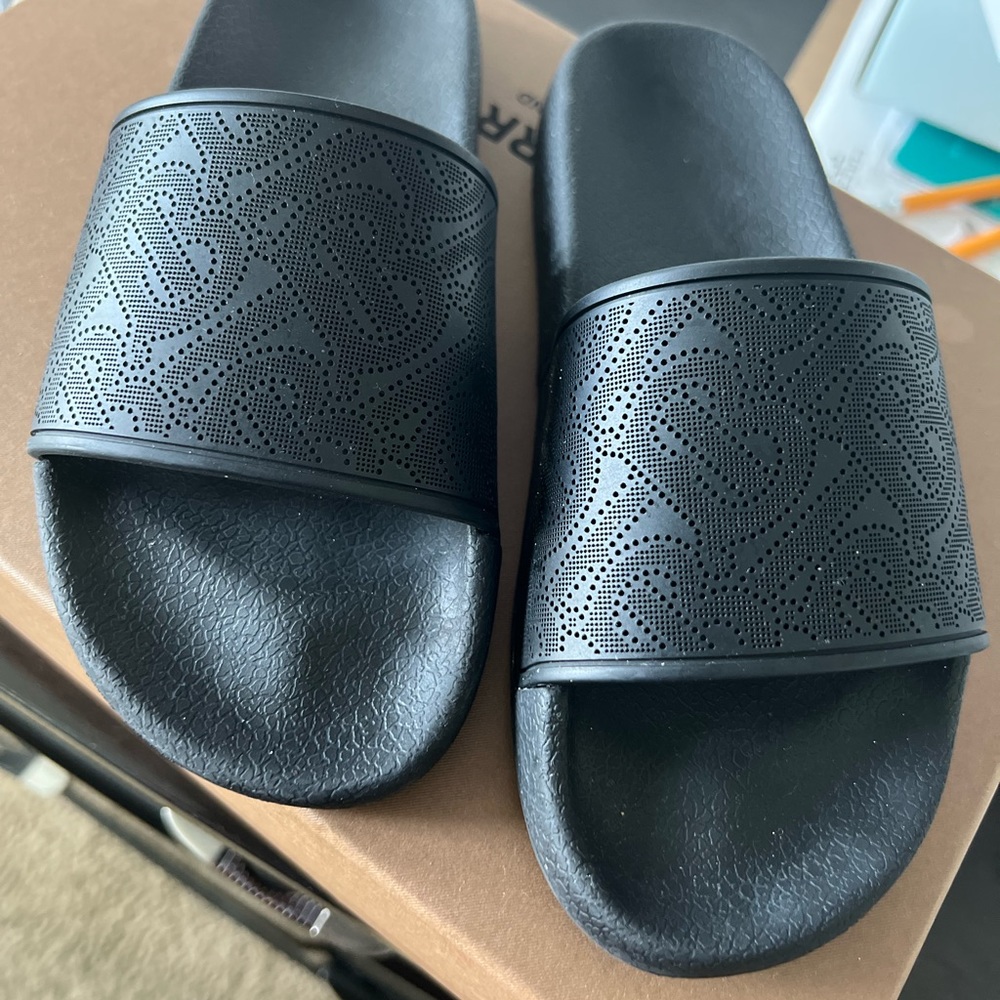 BURBERRY Kids Perforated Monogram Furley Slides